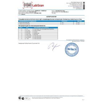 Аллергены домашних животных (собака, кошка (эпителий), IgE)