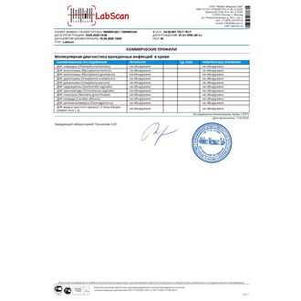 Молекулярная диагностика врожденных инфекций в крови, Тип результата: Качественно